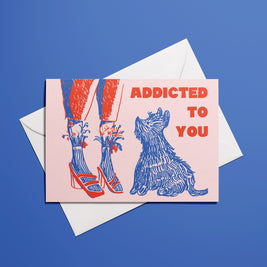 Affiche Addicted To You avec illustration graphique et message typographique
