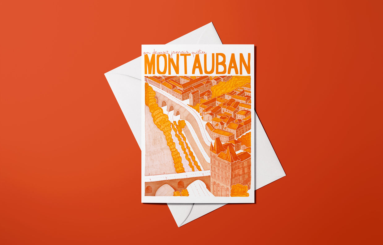 Affiche illustrée de Montauban avec vue urbaine et architecture