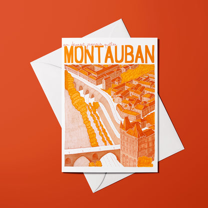 Affiche illustrée de Montauban avec vue urbaine et architecture