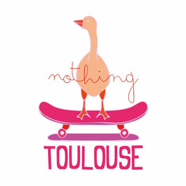 Affiche Nothing Toulouse avec illustration d’un canard sur skateboard
