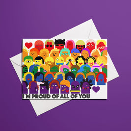 Affiche Pride colorée célébrant la diversité et l’inclusion avec le message I'm proud of all of you
