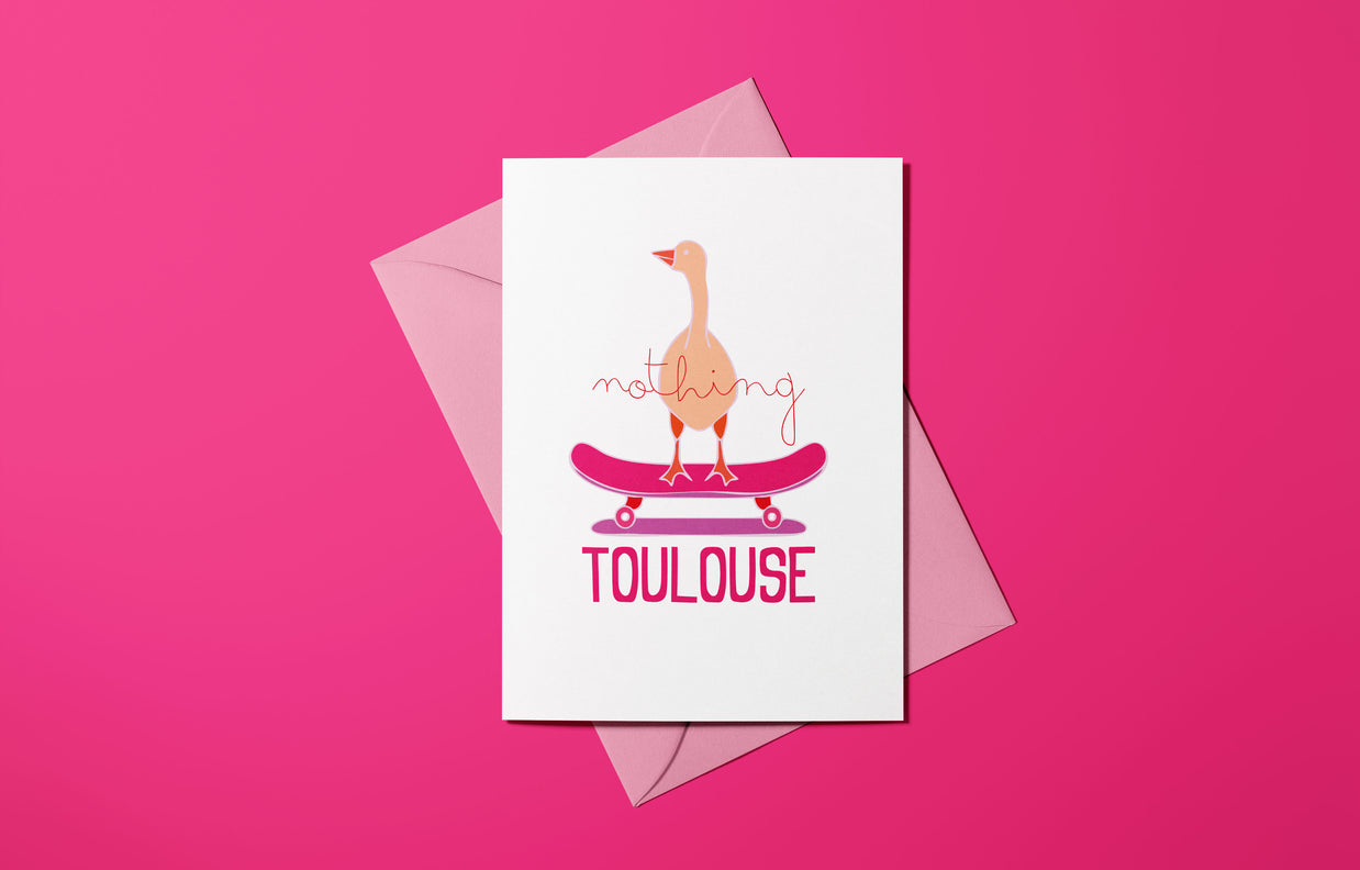 Affiche Nothing Toulouse avec illustration d’un canard sur skateboard
