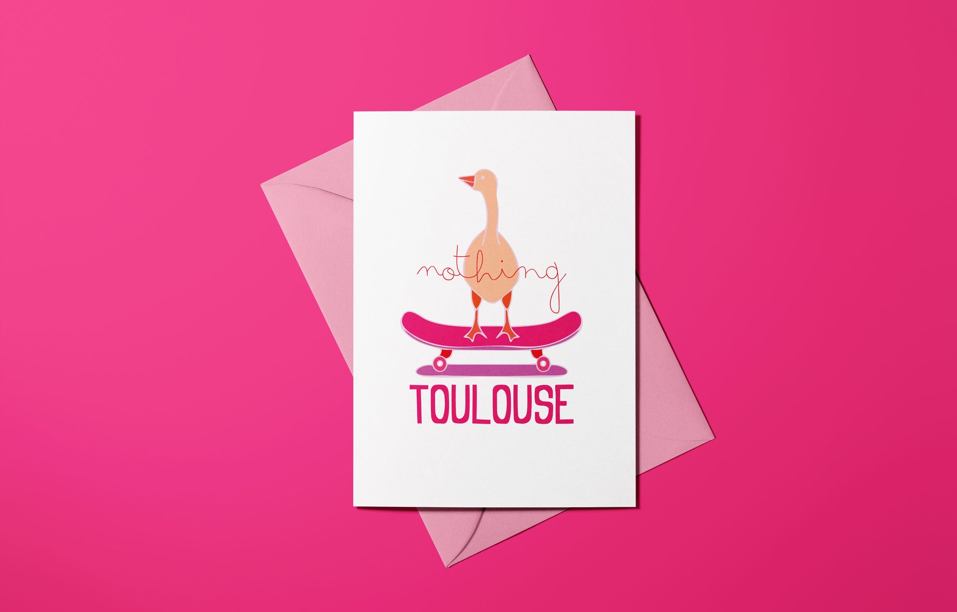 Affiche Nothing Toulouse avec illustration d’un canard sur skateboard
