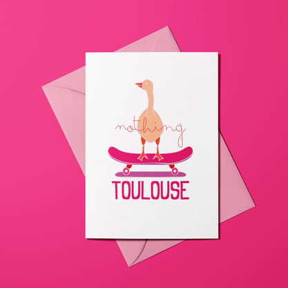 Affiche Nothing Toulouse avec illustration d’un canard sur skateboard
