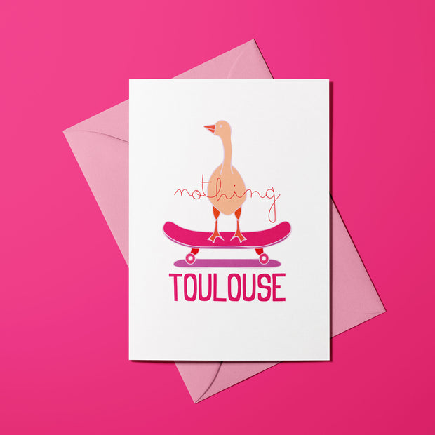 Affiche Nothing Toulouse avec illustration d’un canard sur skateboard
