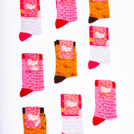 Trois modèles de chaussettes fantaisie Les Touloussettes fabriquées en France