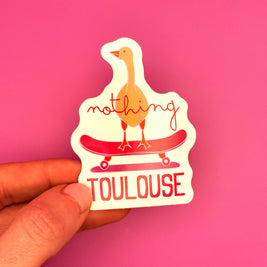 Sticker Nothing Toulouse con un pato ilustrado sobre un skate
