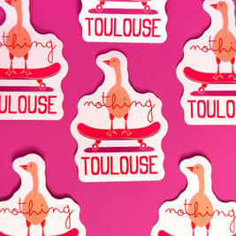 Sticker Nothing Toulouse con un pato ilustrado sobre un skate

